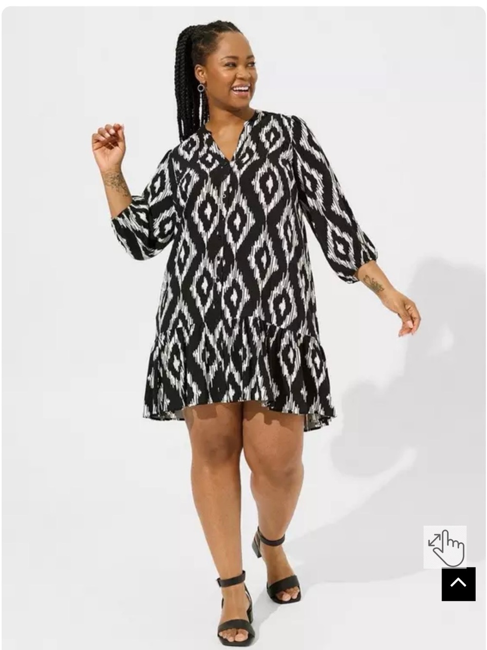 NWT TORRID Mini Rayon Slub 3/4 Sleeve Trapeze Pleat Dress SIZE 3